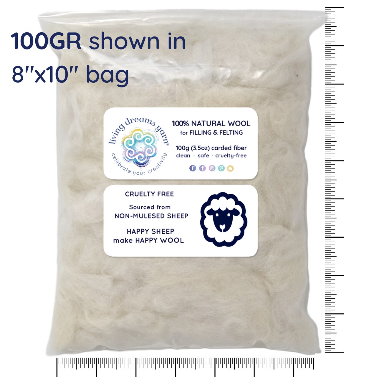 100% Core Wool for Needle Felting, Premium Fiber Fill for Toys and Pillows
